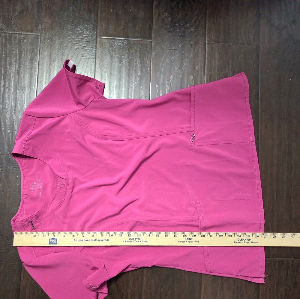 Cherokee Infinity Women's Medical Scrub Top in Bright Pink/Magenta - Picture 9 of 12